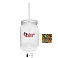 25 Oz. Mason Jar with Corporate Color Jelly Beans - Clear